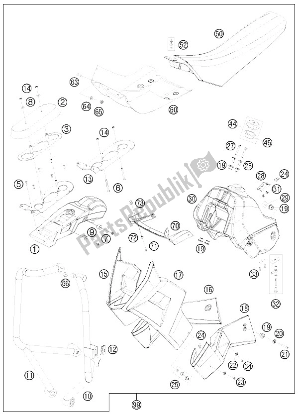 All parts for the Rally Light Modification Kit of the KTM 690 Rally Factory Replica Europe 2009