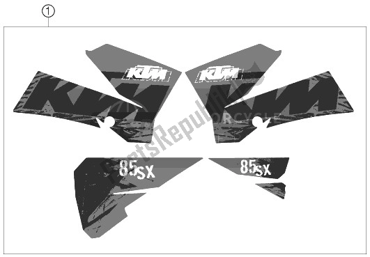 All parts for the Decal of the KTM 85 SX 19 16 Europe 2007