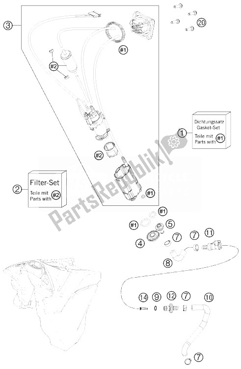 Alle onderdelen voor de Benzine Pomp van de KTM 250 XCF W USA 2014