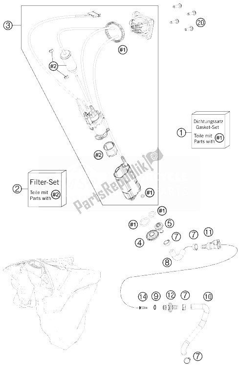 All parts for the Fuel Pump of the KTM 500 XC W USA 2014