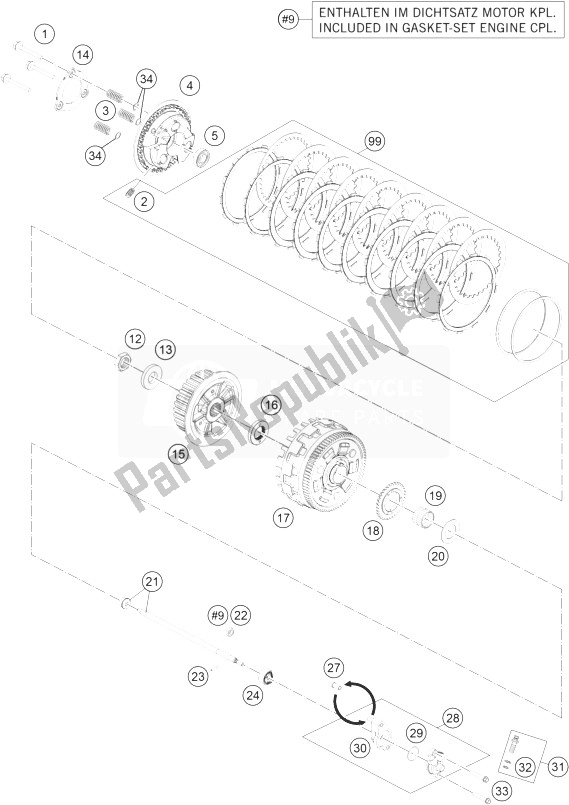 All parts for the Clutch of the KTM 1190 Adventure ABS Grey USA 2014