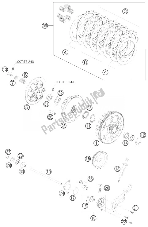 Tutte le parti per il Frizione del KTM 450 XC ATV Europe 2010