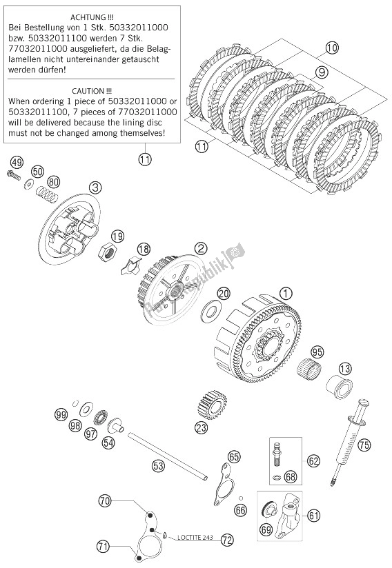 Alle onderdelen voor de Koppeling 125/200 van de KTM 125 SX Europe 2004