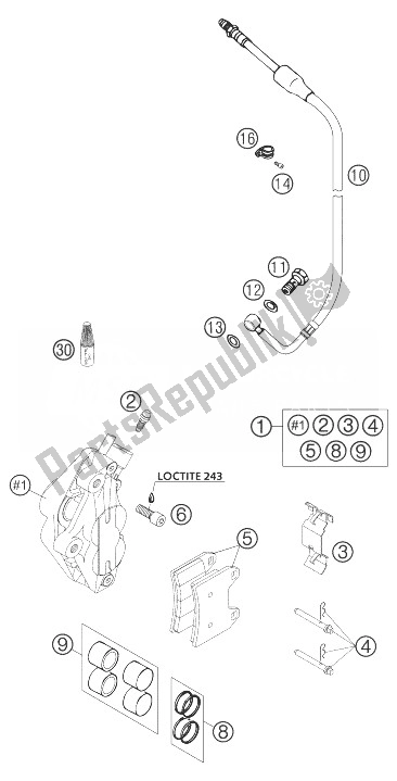 Toutes les pièces pour le étrier De Frein Avant 640 Duke du KTM 640 Duke II Black Europe 2004