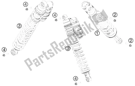 All parts for the Monoshock of the KTM 525 XC ATV Europe 2008