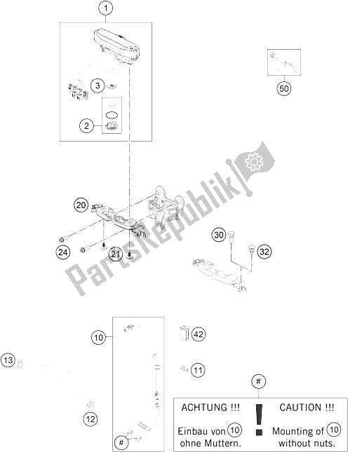 All parts for the Instruments / Lock System of the KTM 500 EXC Australia 2016