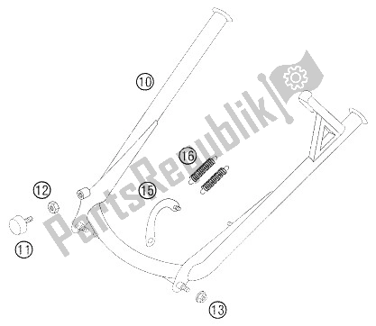 All parts for the Center Stand of the KTM 640 LC4 Adventure Europe 2006
