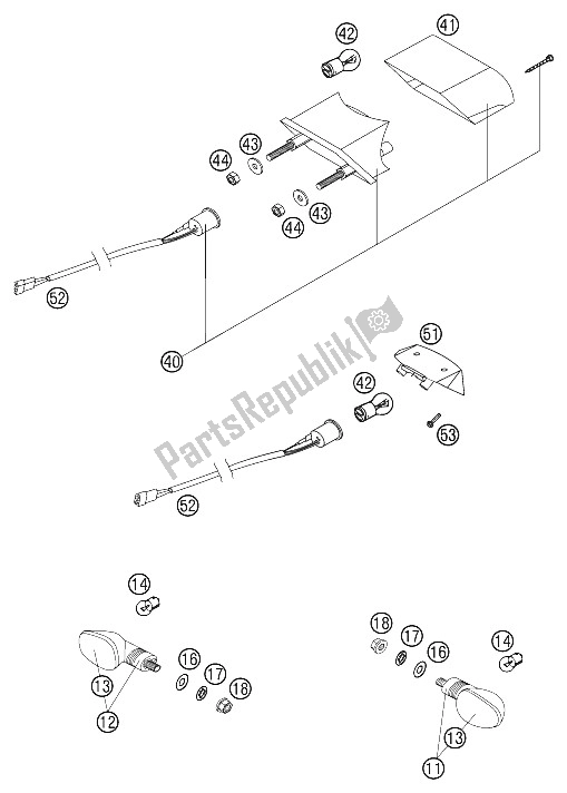 All parts for the Flasher, Rear Light 2002 of the KTM 125 EXC Europe 2002