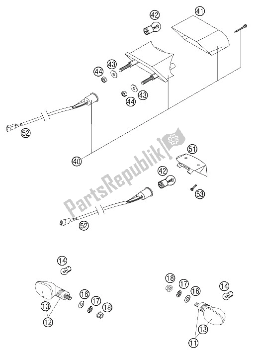 All parts for the Flasher, Rear Light 2002 of the KTM 200 EXC Europe 2002