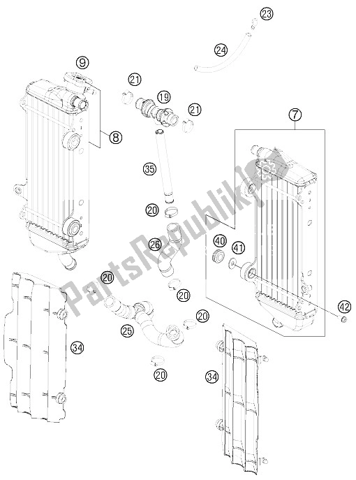 Todas as partes de Sistema De Refrigeração do KTM 350 SX F USA 2011