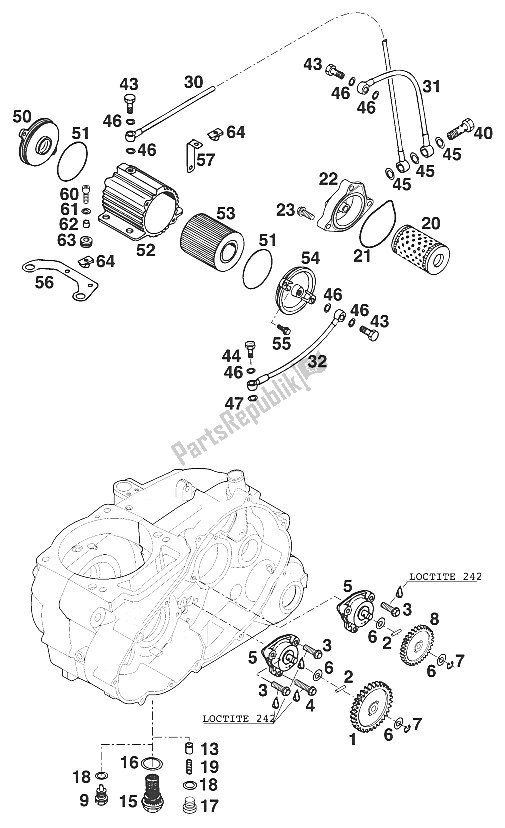 All parts for the Lubrication System Sx,sxc,sc '99 of the KTM 400 SXC USA 2000