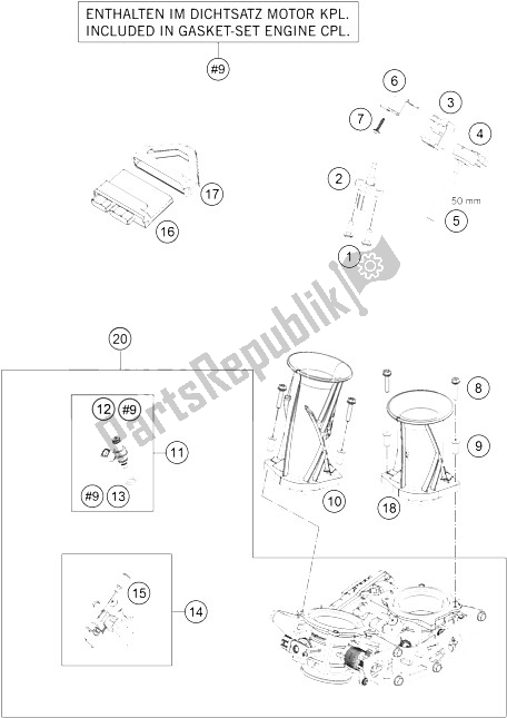 Todas las partes para Cuerpo Del Acelerador de KTM 1050 Adventure ABS CKD Malaysia 2016