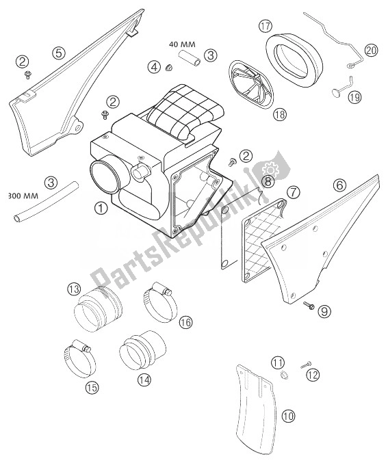 All parts for the Air Filter Box 625 Sxc of the KTM 625 SXC USA 2003