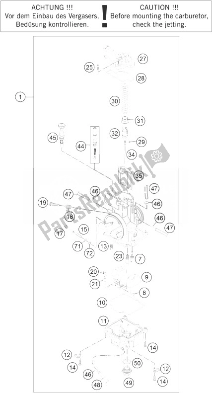 All parts for the Carburetor of the KTM 250 XC Europe USA 2014