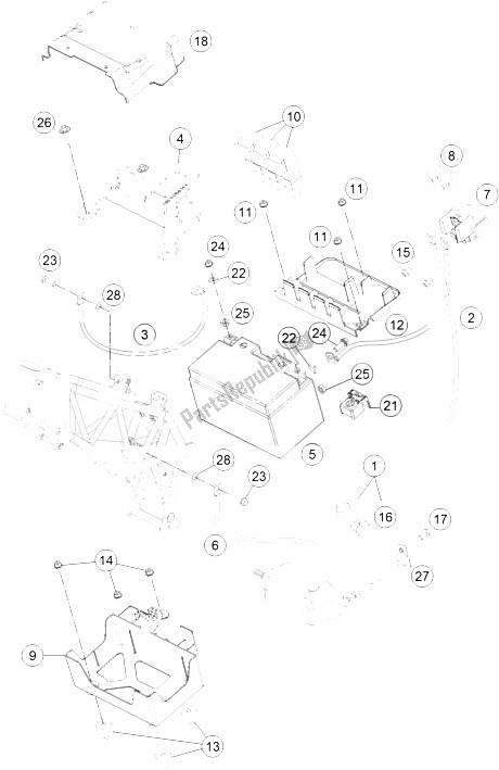 All parts for the Battery of the KTM 690 Enduro R ABS Australia 2015