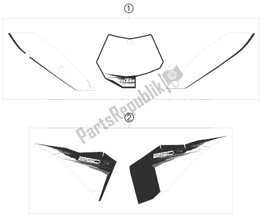 All parts for the Decal of the KTM 250 XC USA 2010