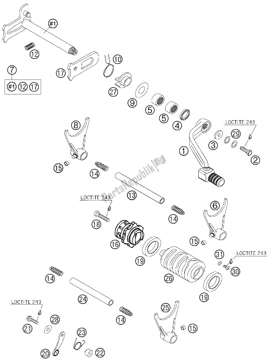 Todas las partes para Mecanismo De Cambio de KTM 525 XC Desert Racing Europe 2006