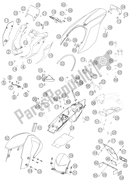 All parts for the Mask, Fenders of the KTM 990 Super Duke R Europe 2007