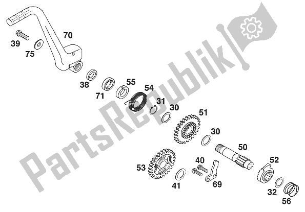 All parts for the Kickstarter 125/200 '98 of the KTM 200 EXC GS 8 KW Europe 2000