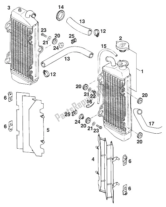 Alle onderdelen voor de Radiator - Radiatorslang 125 '95 van de KTM 125 EXC M O Europe 1996