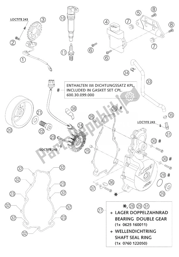 Todas las partes para Sistema De Encendido Lc8 de KTM 950 Adventure Silver Australia 2003