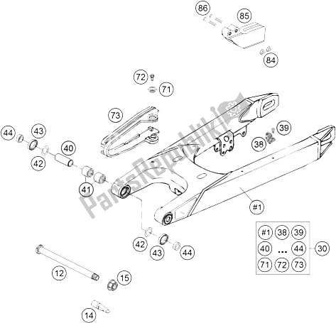 Todas as partes de Braço Oscilante do KTM 660 Rallye Factory Repl Europe 2005