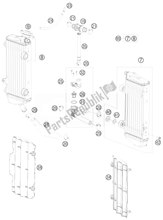 Todas as partes de Sistema De Refrigeração do KTM 300 EXC Australia 2010