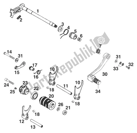 All parts for the Gear Change Mechanism 620 Comp. Lc4 '98 of the KTM 620 LC 4 98 Competition Europe 1998