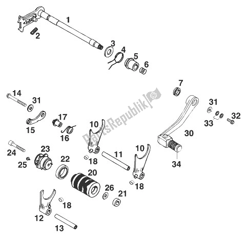 All parts for the Gear Change Mechanism 620 Comp. Lc4 '98 of the KTM 620 LC 4 Competition Europe 1999