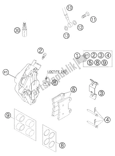 Toutes les pièces pour le étrier De Frein Avant Supermotard du KTM 625 SMC Australia United Kingdom 2005