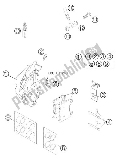 All parts for the Brake Caliper Front Supermoto of the KTM 640 LC4 Supermoto Orange 05 Europe 2005