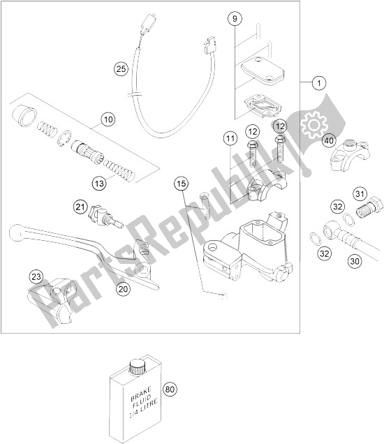 All parts for the Hand Brake Cylinder of the KTM 450 Rallye Factory Repl Europe 2005