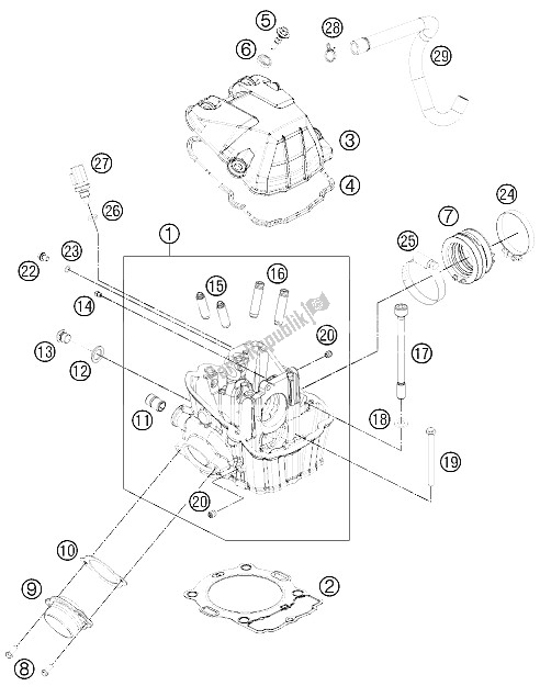 Alle onderdelen voor de Cilinderkop van de KTM 500 EXC Europe 2015