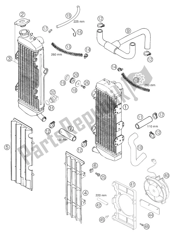 Toutes les pièces pour le Système De Refroidissement du KTM 625 SMC Australia United Kingdom 2004