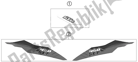 Todas las partes para Etiqueta de KTM 450 SX F Europe 2012