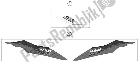 All parts for the Decal of the KTM 450 SX F USA 2012