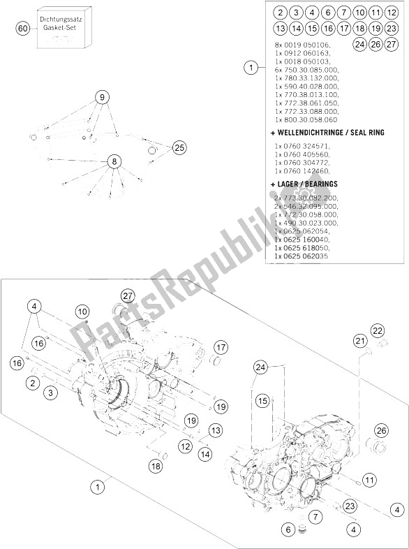 All parts for the Engine Case of the KTM Freeride 350 Europe 2015