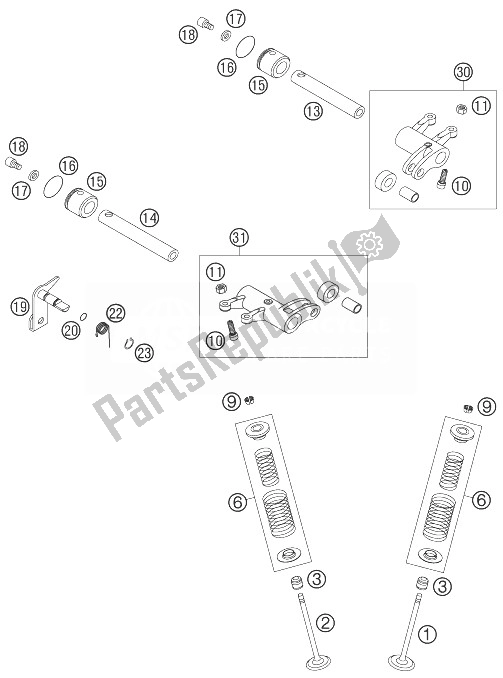 All parts for the Valve Drive of the KTM 450 EXC Factory Racing Australia 2007