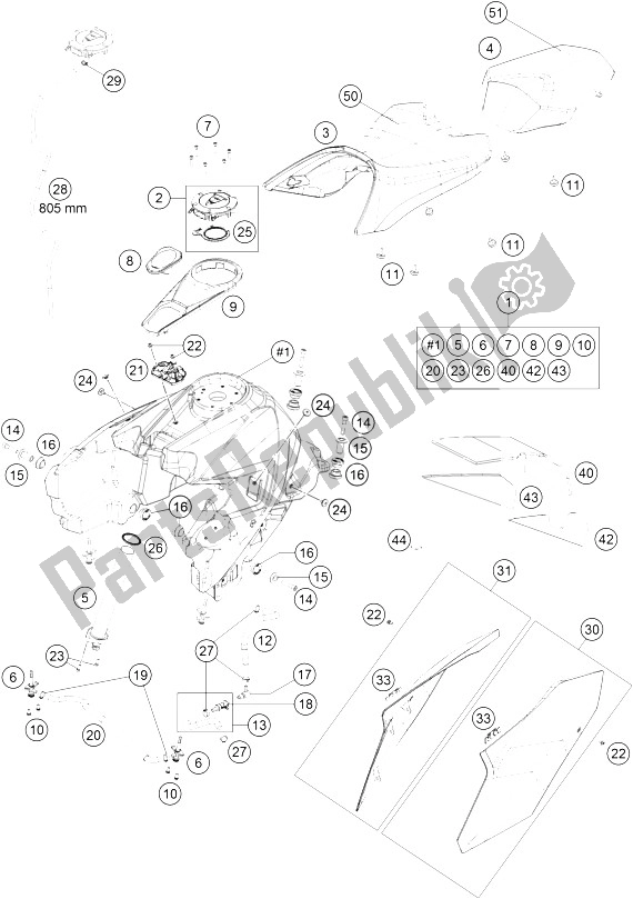 All parts for the Tank, Seat, Cover of the KTM 1290 Super Duke GT OR ABS 16 Europe 2016