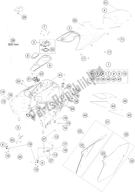 All parts for the Tank, Seat, Cover of the KTM 1290 Super Duke GT OR ABS 16 Japan 2016