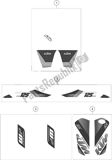 All parts for the Decal of the KTM 125 SX Europe 2015