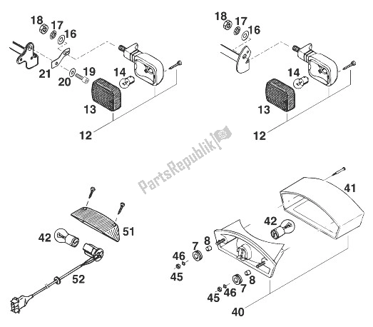 All parts for the Flasher, Rear Light Sc,egs '97 of the KTM 400 SUP Comp EXC USA 1998