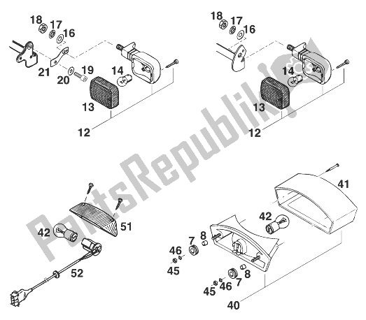 All parts for the Flasher, Rear Light Sc,egs '97 of the KTM 400 TXC USA 1998