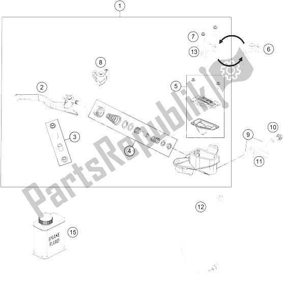 All parts for the Hand Brake Cylinder of the KTM Freeride 350 Australia 2015