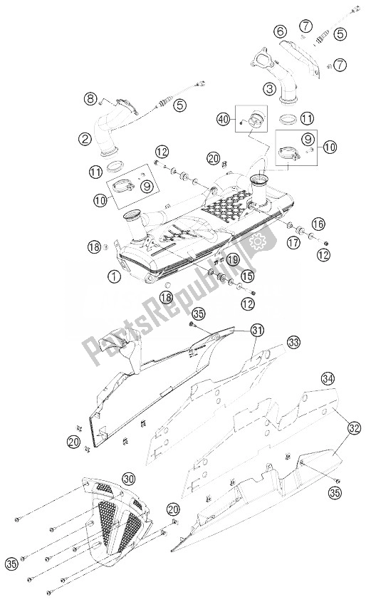 Todas las partes para Sistema De Escape de KTM 1190 RC8 R White Japan 2013