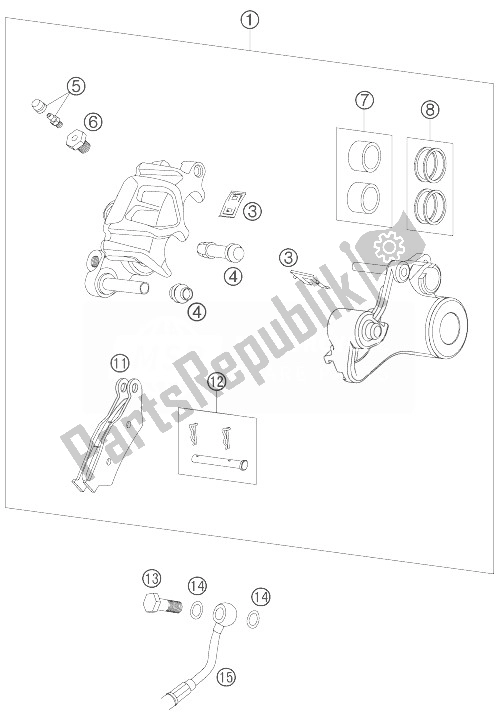 All parts for the Brake Caliper Rear of the KTM 990 Adventure Black ABS 07 Europe 2007