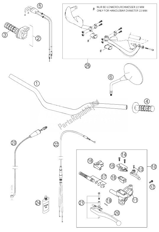All parts for the Handlebar, Instruments Lc8 of the KTM 950 Adventure Silver Europe 2003