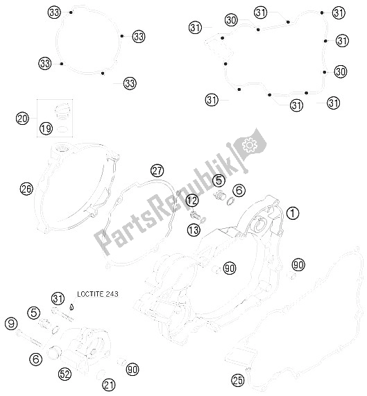 Wszystkie części do Pokrywa Sprz? G? A KTM 200 EXC Europe 2009