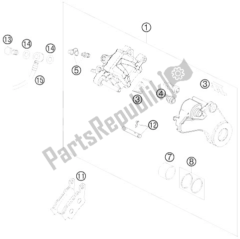 All parts for the Brake Caliper Rear of the KTM 990 Super Duke Black USA 2009