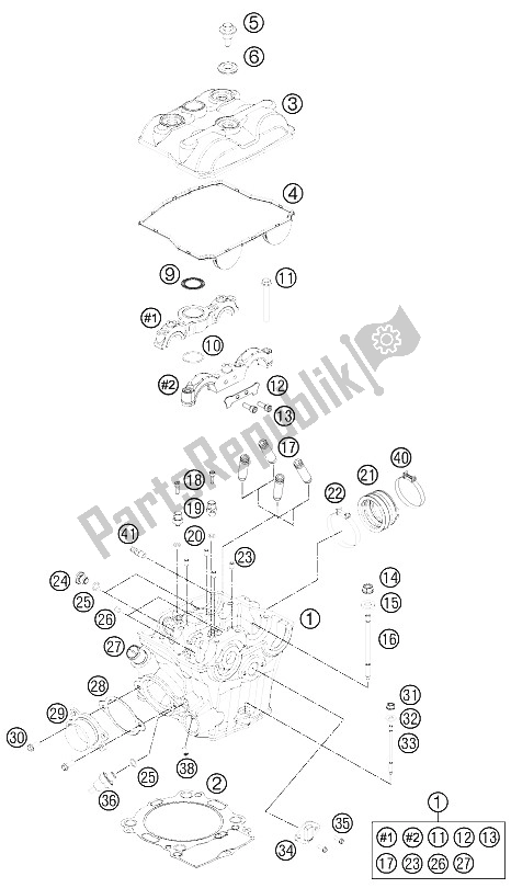 All parts for the Cylinder Head of the KTM 450 Rally Factory Replica 2012